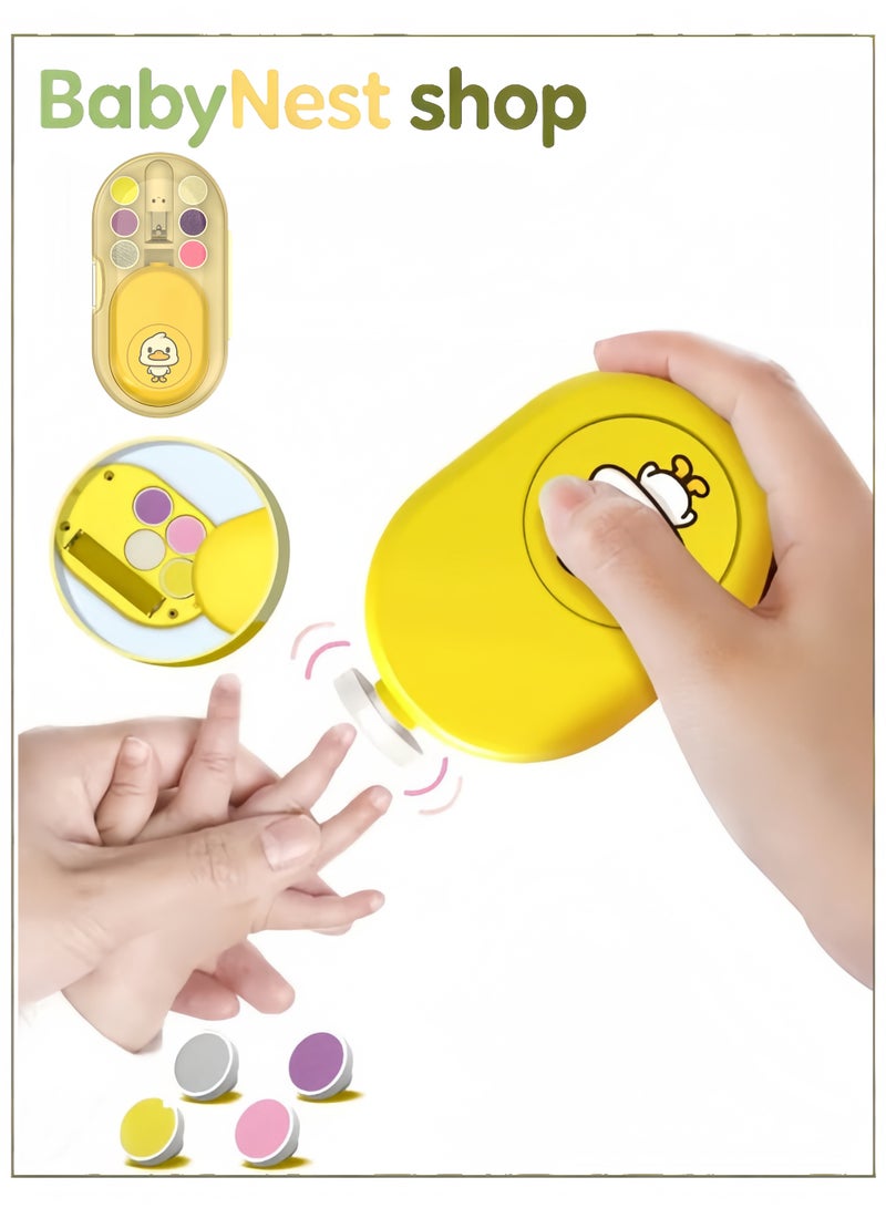 Electric Baby Nail File with 6 Sanding Heads, Quiet (Yellow) for Newborns, Toddlers or Adults (Batteries Not Included) - Image 1