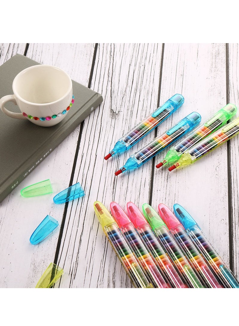 KASTWAVE Rainbow Pencils, 20 Pcs Stackable Glitter Crayons for Kids Stacking DIY Crayons, 20 Color Buildable Crayons Party Favors for Office School Art Class Supplies (4 Shell Colors) - Image 5