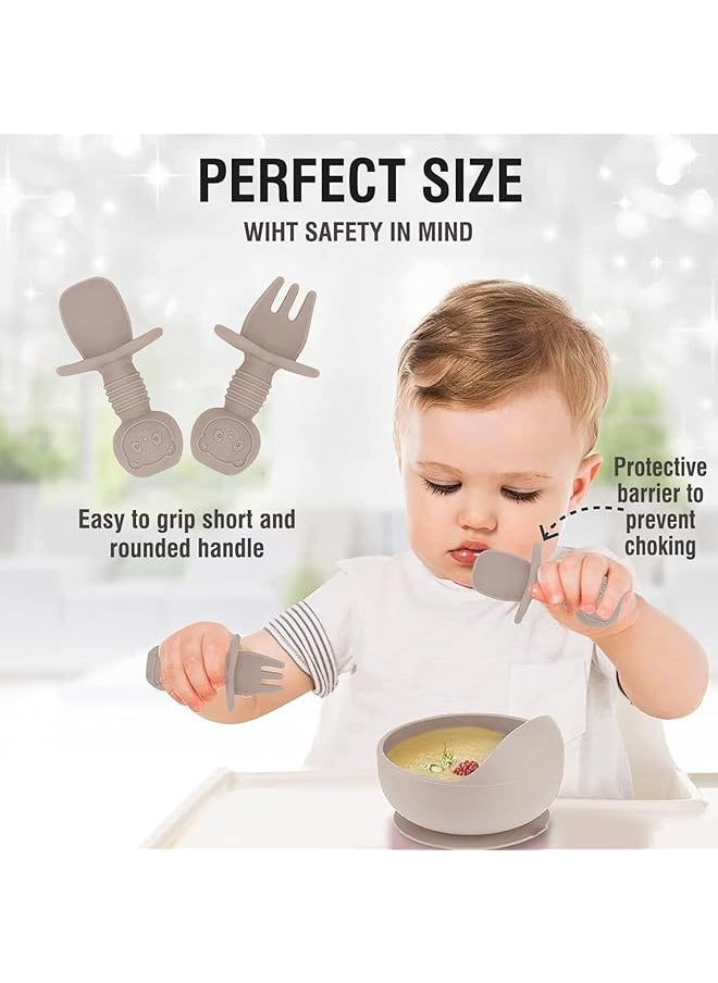 U-HOOME - Silicone Baby Feeding Set Baby Led Weaning Supplies Set With Suction Bowl Divided Plate Toddler - Image 1