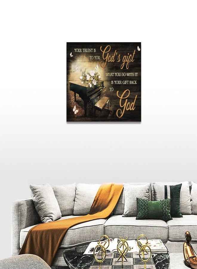 eiffecho Piano Music Decor Wall Art You Talent Is God’s Gift Pictures Wall Decor Pianist Musician Gift Canvas Painting Prints Artwork Decoration Framed for Music Room Bedroom 12"x16" - Image 3