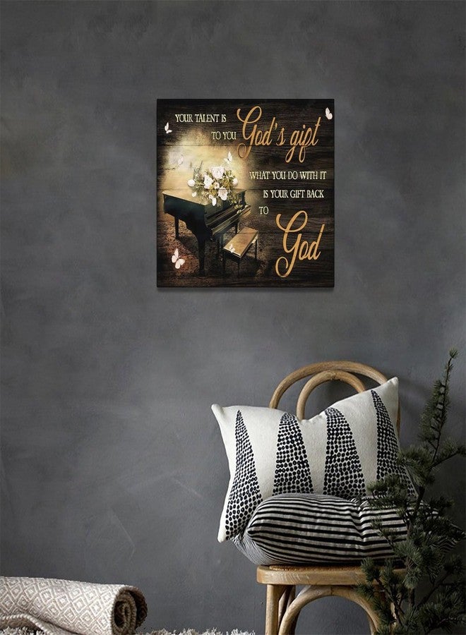 eiffecho Piano Music Decor Wall Art You Talent Is God’s Gift Pictures Wall Decor Pianist Musician Gift Canvas Painting Prints Artwork Decoration Framed for Music Room Bedroom 12"x16" - Image 4