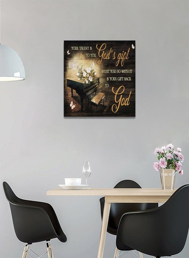 eiffecho Piano Music Decor Wall Art You Talent Is God’s Gift Pictures Wall Decor Pianist Musician Gift Canvas Painting Prints Artwork Decoration Framed for Music Room Bedroom 12"x16" - Image 2