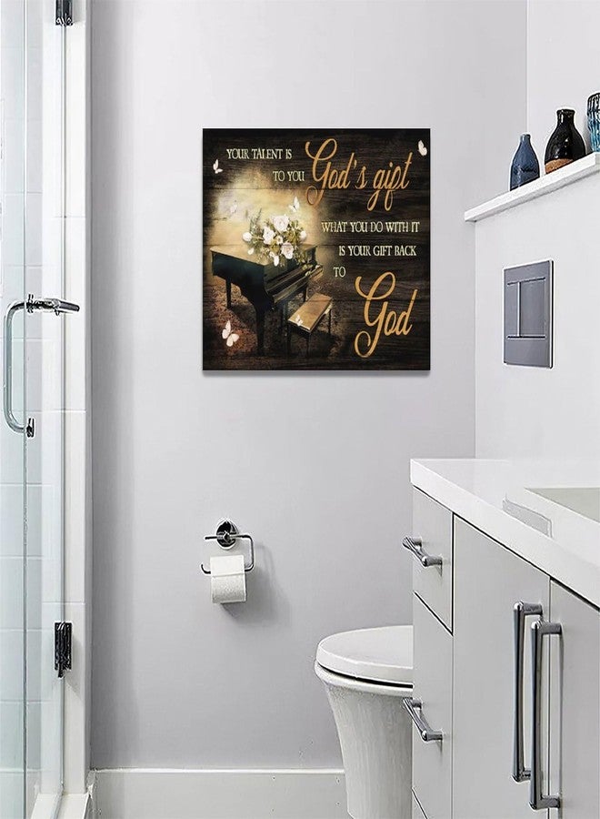 eiffecho Piano Music Decor Wall Art You Talent Is God’s Gift Pictures Wall Decor Pianist Musician Gift Canvas Painting Prints Artwork Decoration Framed for Music Room Bedroom 12"x16" - Image 5