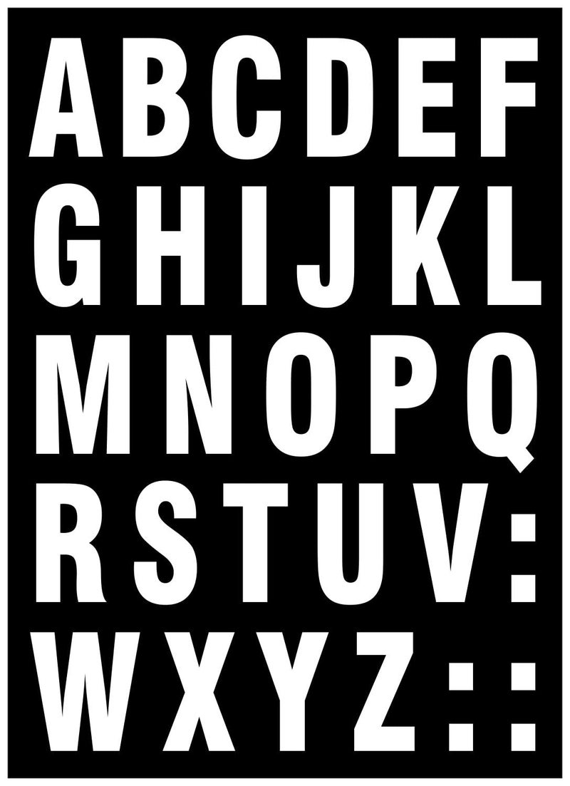 decalbazaar ملصق زجاجي للحائط بأحرف الأبجدية ABC بخط Arial Black 1.5 بوصة أبيض - Image 1