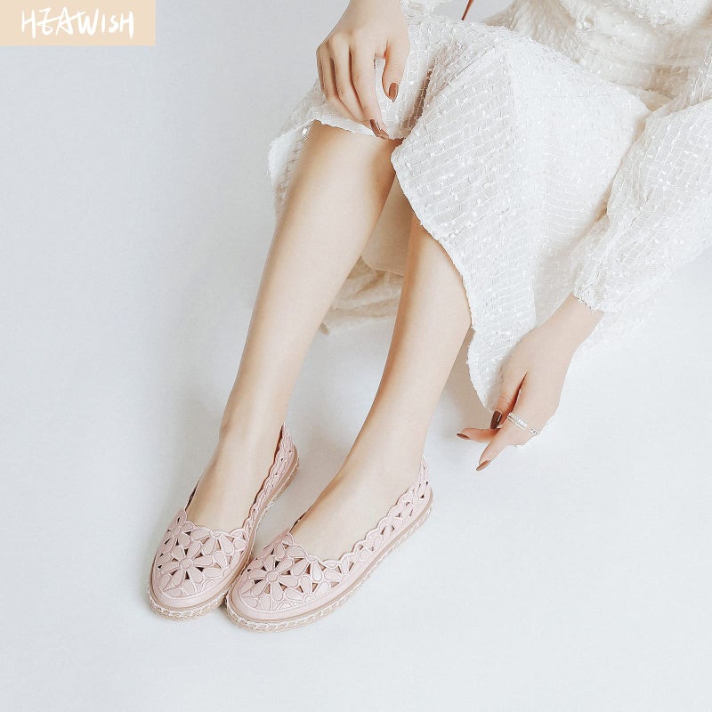 HEAWISH Womenâ€™s Ballet Flat Daisy Round Toe Dress Shoes Casual Slip On Rope Loafer(Pink, US8) - Image 2