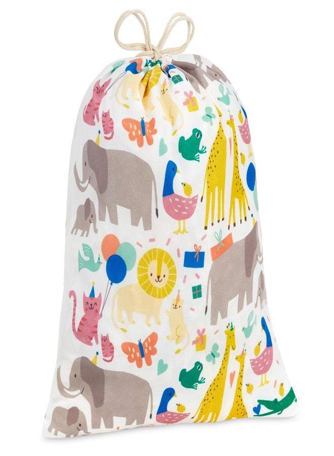Hallmark 19" Large Canvas Drawstring Bag (Zoo Animals) Reusable Gift Bag for Baby Showers, Gender Reveal Parties, Kids Birthdays - Image 4