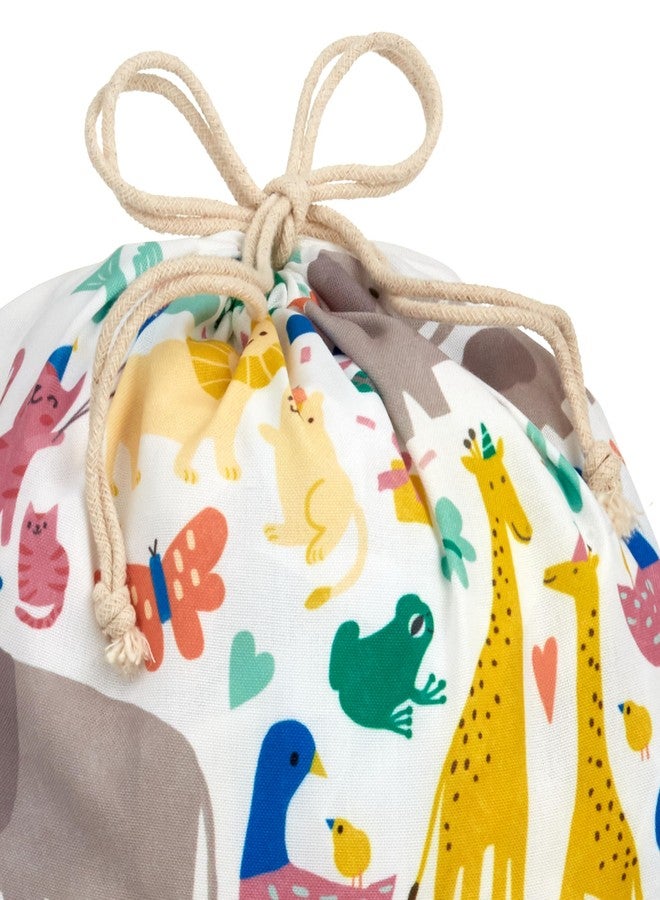 Hallmark 19" Large Canvas Drawstring Bag (Zoo Animals) Reusable Gift Bag for Baby Showers, Gender Reveal Parties, Kids Birthdays - Image 5
