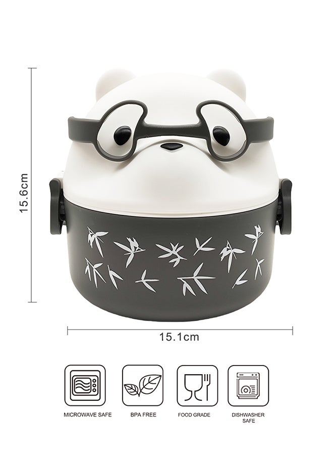 Noon East Bento Lunch Box, Reusable, Leakproof Food Container for School, work or Camping - Black and White Cartoon Bear  - Image 2