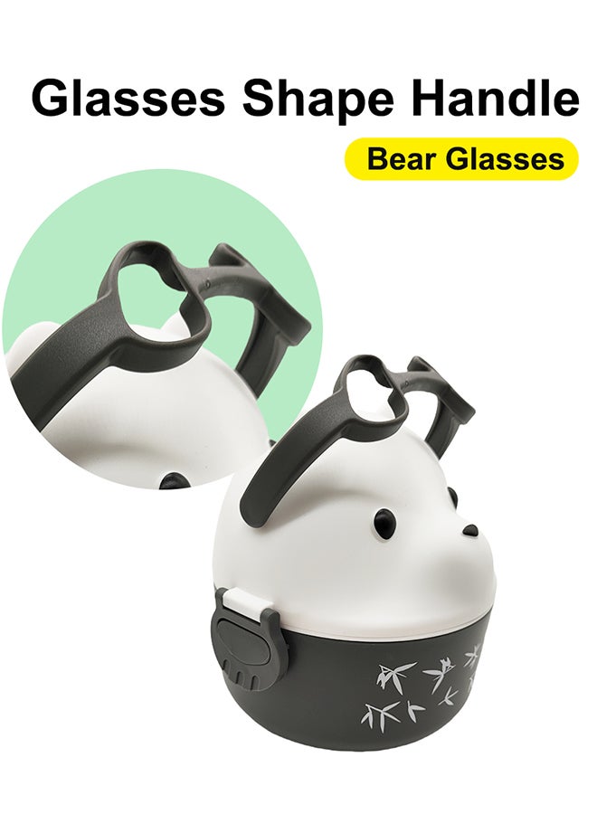 Noon East Bento Lunch Box, Reusable, Leakproof Food Container for School, work or Camping - Black and White Cartoon Bear  - Image 3