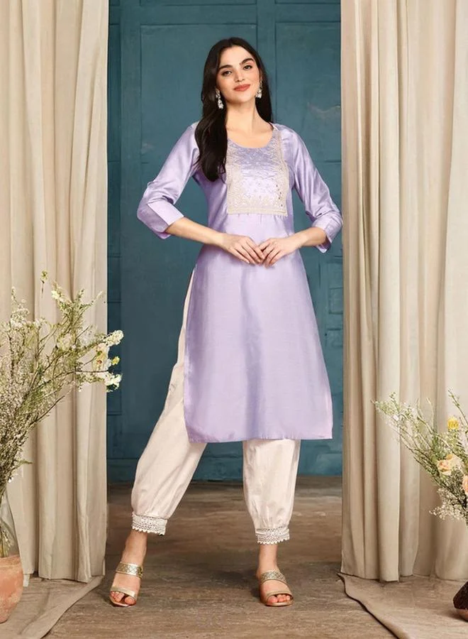 آي شين طقم كورتا وبنطال بخليط بولي فيسكوز بلون ليلكي