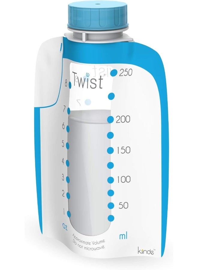 Kiinde Kiinde Twist Pouch Direct-Pump Direct-Feed Twist Cap Breast Milk Storage Bag for Pumping, Freezing, Heating and Feeding, Pre-Sterilized, Breast Feeding Essentials, 8 Ounce, Pack of 40  - Image 1