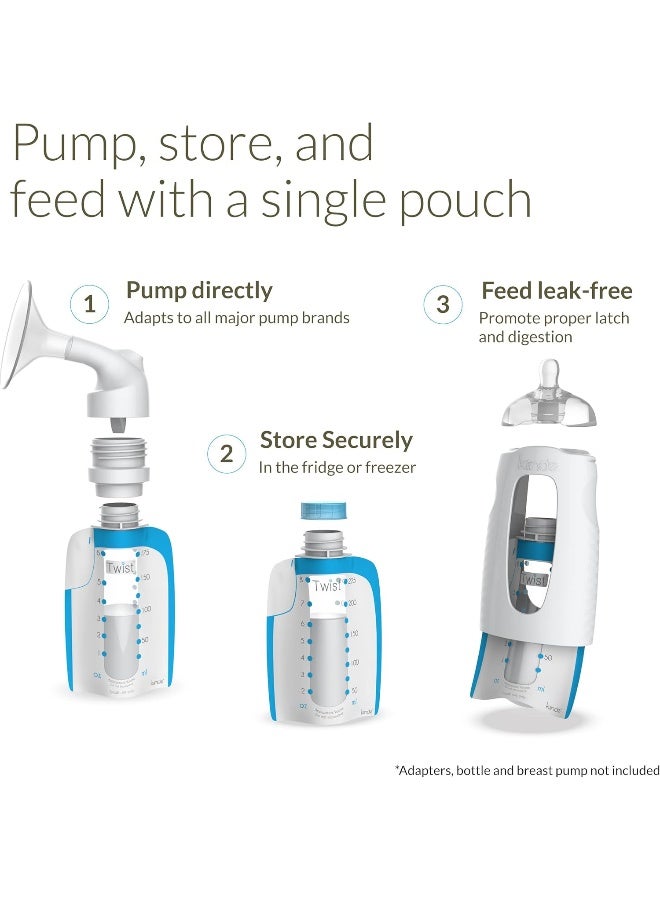 Kiinde Kiinde Twist Pouch Direct-Pump Direct-Feed Twist Cap Breast Milk Storage Bag for Pumping, Freezing, Heating and Feeding, Pre-Sterilized, Breast Feeding Essentials, 8 Ounce, Pack of 40  - Image 2