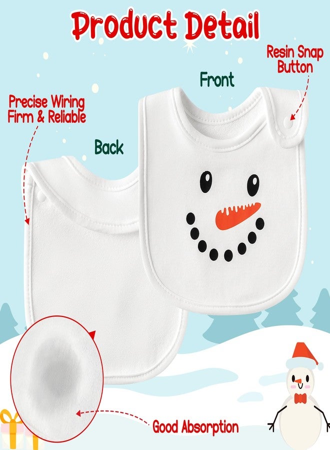 2ooya Christmas Cotton Baby Bibs - 3Pcs Snowman Penguin Toddler Feeding Bibs with Resin Buttons Infant First Christmas Baby Food Bib Xmas Drooling Eating Teething Keepsake Gift for Newborn 6-12 Months - Image 3
