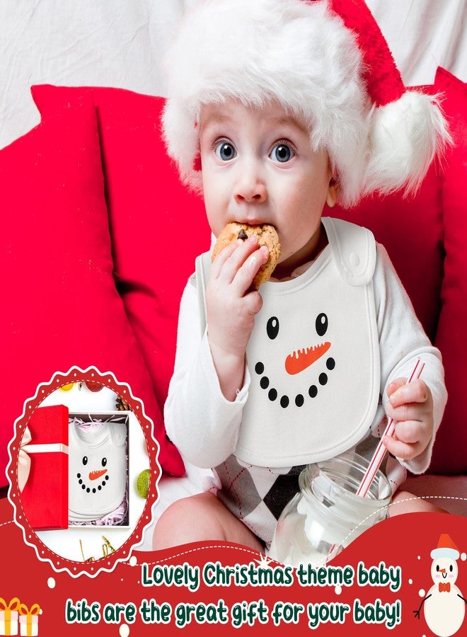 2ooya Christmas Cotton Baby Bibs - 3Pcs Snowman Penguin Toddler Feeding Bibs with Resin Buttons Infant First Christmas Baby Food Bib Xmas Drooling Eating Teething Keepsake Gift for Newborn 6-12 Months - Image 4