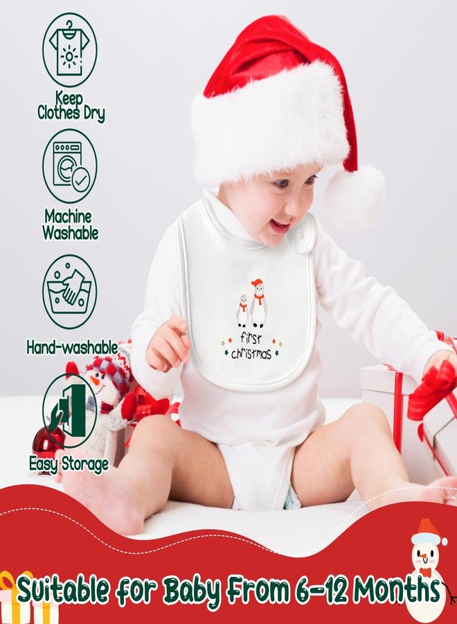 2ooya Christmas Cotton Baby Bibs - 3Pcs Snowman Penguin Toddler Feeding Bibs with Resin Buttons Infant First Christmas Baby Food Bib Xmas Drooling Eating Teething Keepsake Gift for Newborn 6-12 Months - Image 5