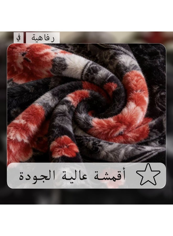 Bleco Luxury 6kg Large and Thick Blanket, Size 240x220cm, Double-Layer Comfortable and Warm Winter Blanket, Flush Floral Design Bedding Cover, Suitable for Dormitories, Offices, Sofas, Living Rooms and Bedrooms, High-Quality Home Decor Gift, Bed Blanket Companions. (Black) - Image 4