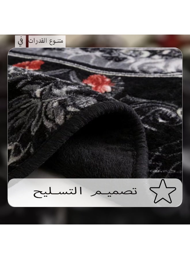 Bleco Luxury 6kg Large and Thick Blanket, Size 240x220cm, Double-Layer Comfortable and Warm Winter Blanket, Flush Floral Design Bedding Cover, Suitable for Dormitories, Offices, Sofas, Living Rooms and Bedrooms, High-Quality Home Decor Gift, Bed Blanket Companions. (Black) - Image 5