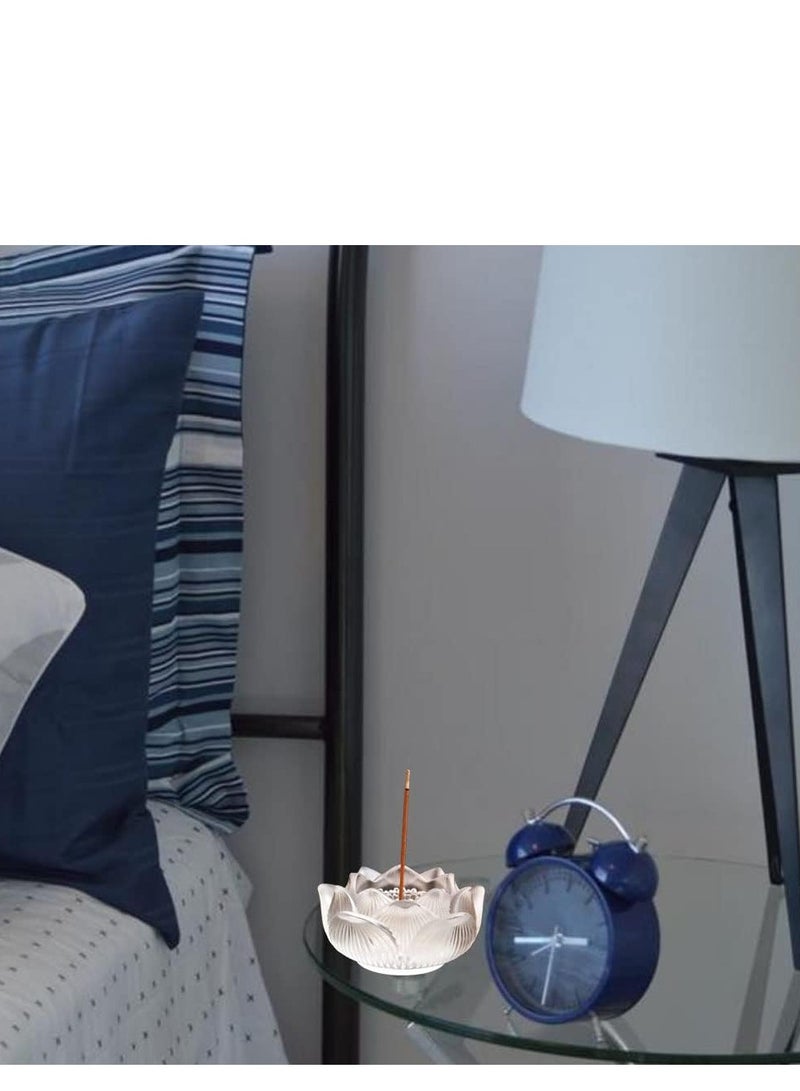 SOLARAE Clear Artificial Crystal Lotus Flower Incense Holder Healing Crystal Stone Incense Burner Ash Catcher Incense Stick Cone Holder for Yoga Meditation and Home Office Decor - Image 3