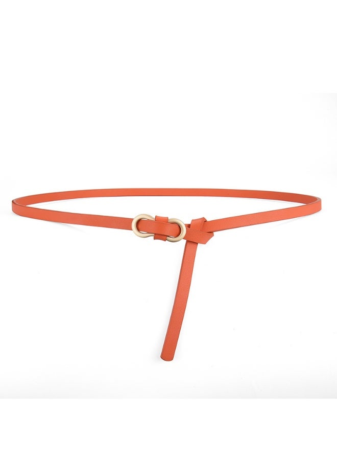 xozgdovg Popular belt womens high-grade fashion all-match dress shirt decorative suit Girls simple thin belt Orange 