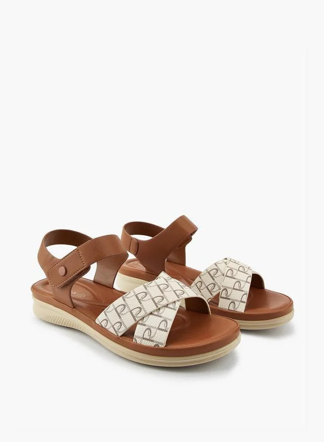 بابريكا صنادل نسائية بطبعات وشريط لاصق