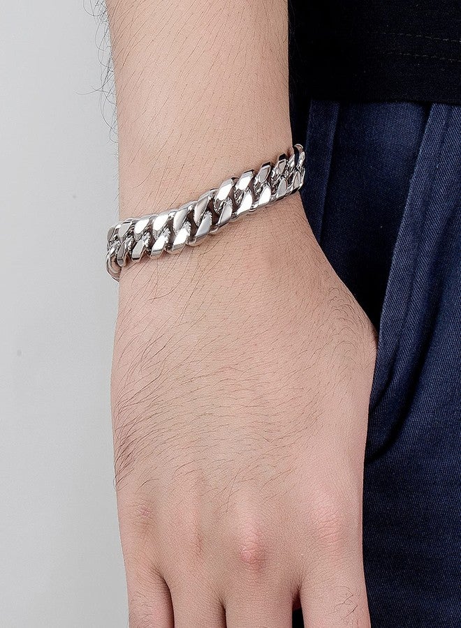 Dankadi Men 925 Sterling Silver Solid Miami Cuban Link Chain Bracelet -10MM - 12MM- Curb Cuban Bangle 7" 7.5" 8" 8.5" 9" 9.5"10" Thick Big Link Man Teen Boys Jewelry Gift, 7.5 inches, no gemstone - Image 4
