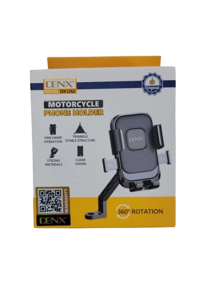 دينكس حامل هاتف للدراجات النارية، حامل عالمي لمقود الدراجة/السكوتر، دوران 360 درجة، قبضة ثابتة مضادة للاهتزاز، تشغيل بيد واحدة - Image 2