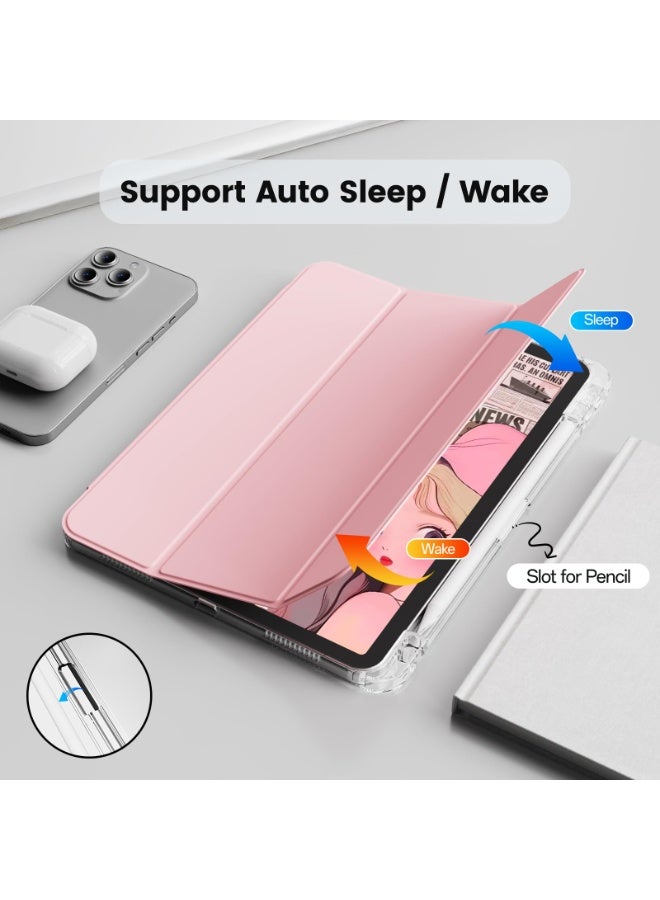 Case for  Honor Pad X9 11.5 Inch,Transparent Airbag With Pen Slot For Anti Drop, Tablet Protective Cover, Triple Fold Multi Angle Design, Automatic Wake-up/sleep, Soft Leather,Pink - Image 2