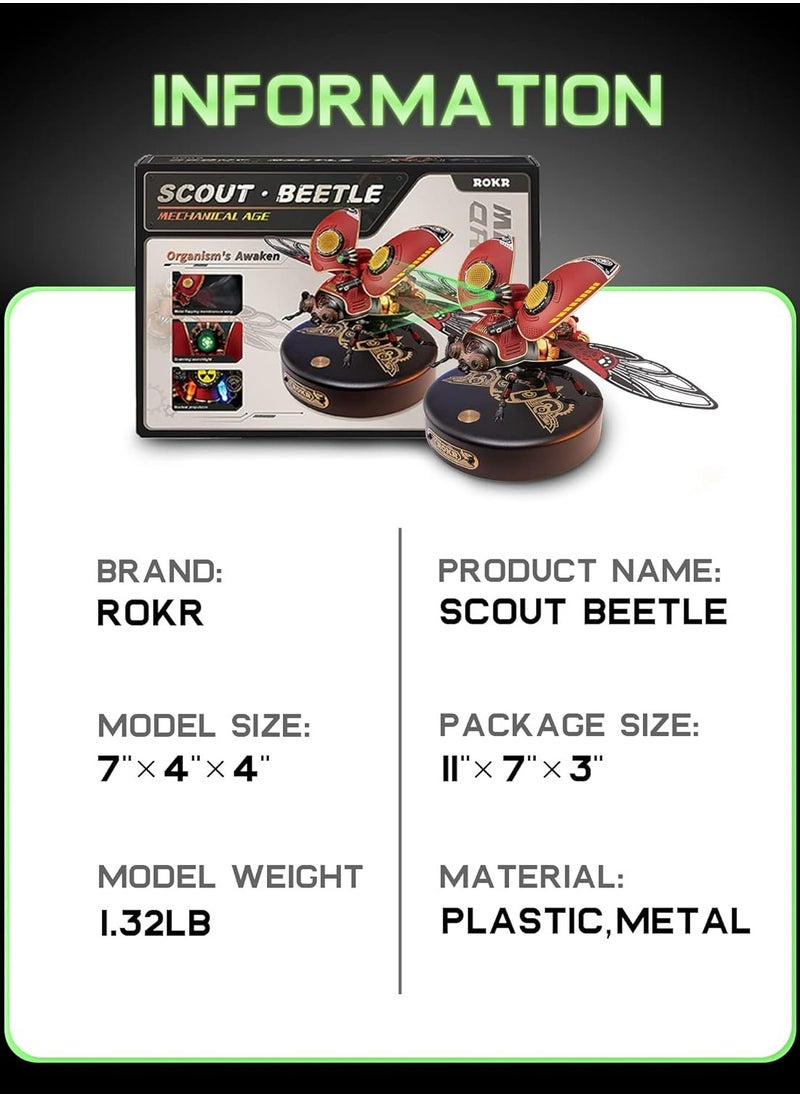 Robotime - ROKR Scout Beetle Model MI02 3D Puzzle ,Assembly Brain Teaser 3D Puzzle DIY Build Model Crafts Kits, Unique Gifts and Home Decor - Image 1