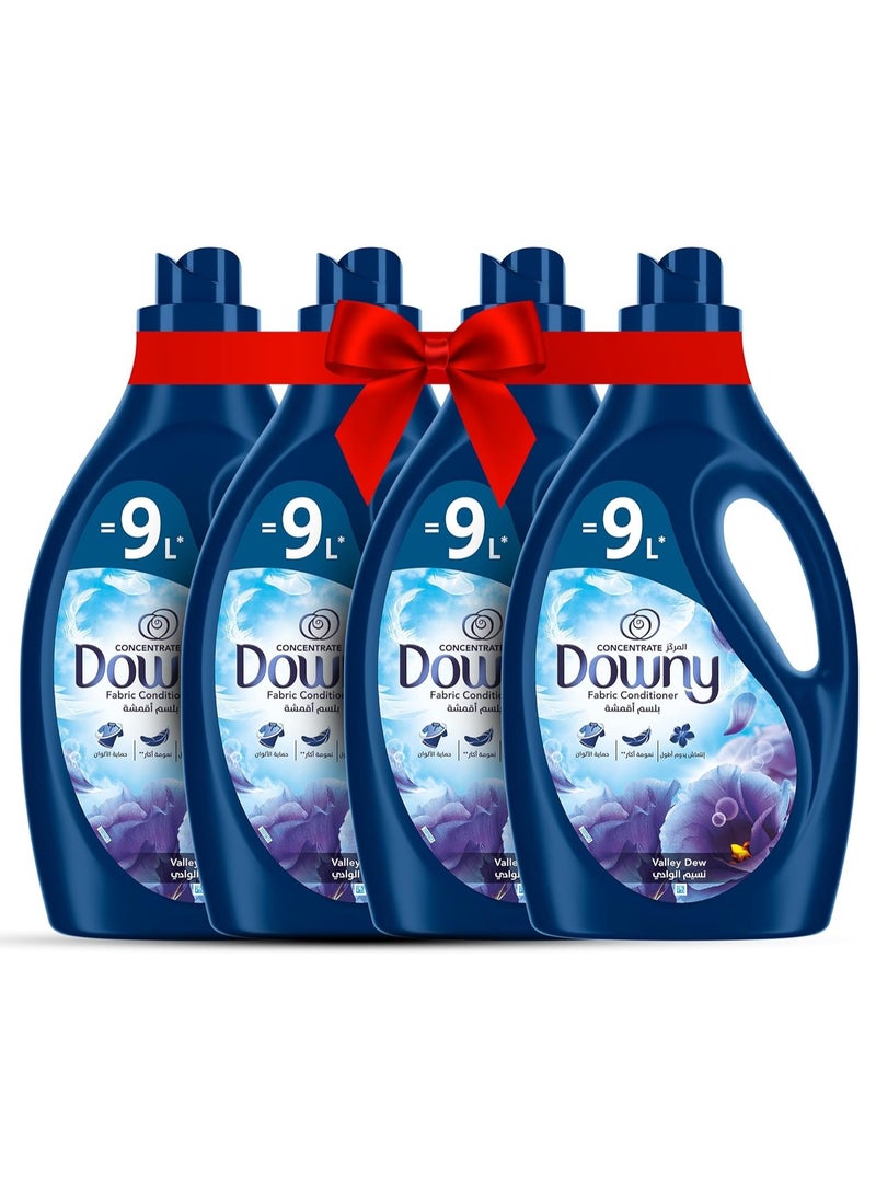Downy Downy Fabric Conditioner, Concentrate, Valley Dew Variant, Color Protection, More Softness, Longer Lasting Freshness, 9L, Pack of 4 