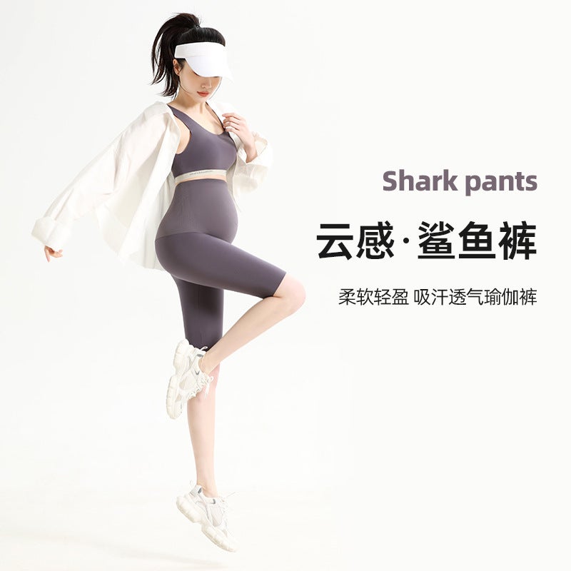 Maternity Pants Five Points Summer Wholesale Cloud Sense Amino Acid Sharkskin Pregnant Womens Abdominal Pants Barbie Pants Pregnant Womens Leggings dark purple gray 