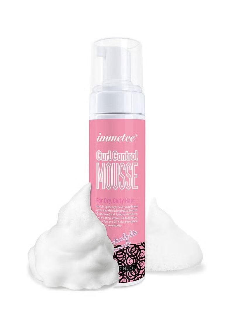 Immetee - Curl Hair Control Mousse,Non Sticky Moisturizing Nourishing Repairing Curl Hair Foam Mousse for Hair Styling Volumizing and Against Frizz Professional Design for Curl Hair 200ml - Image 1