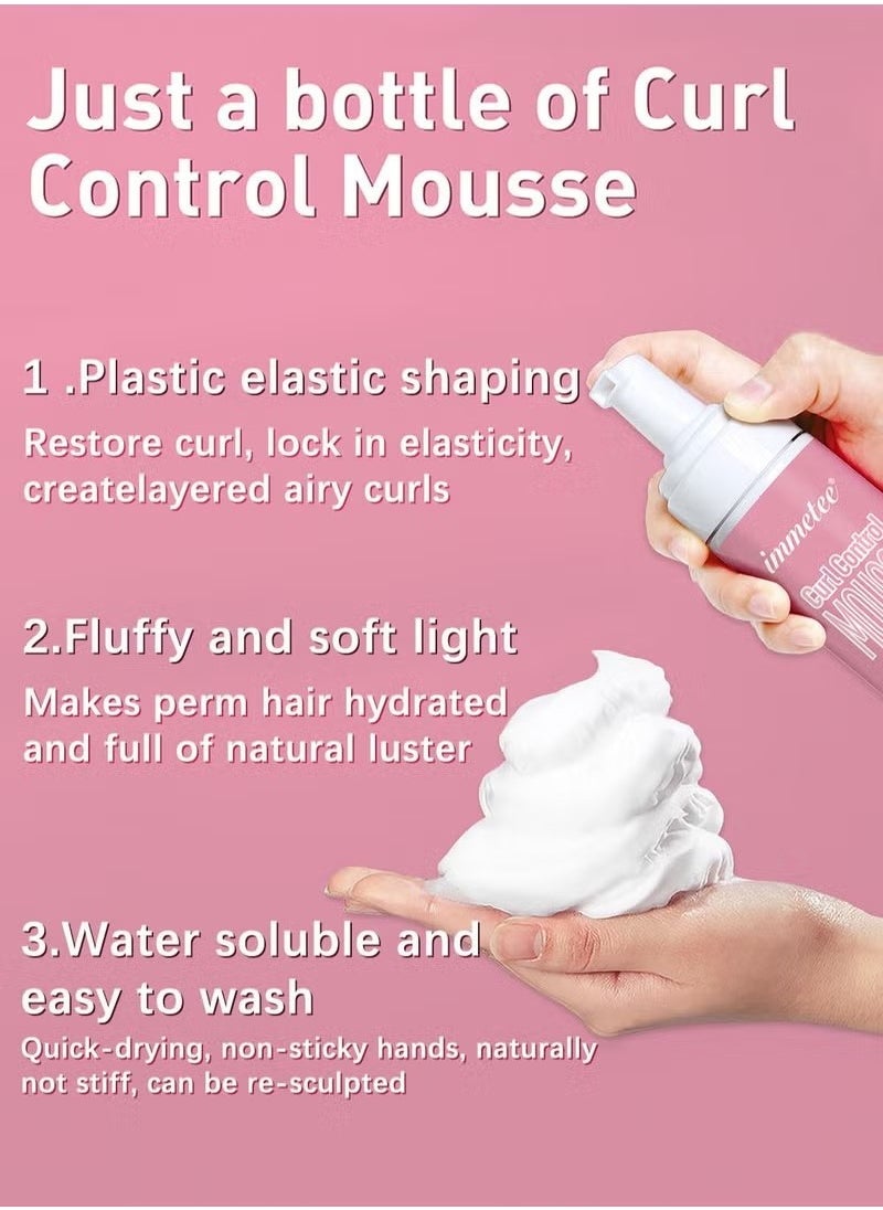 Immetee - Curl Hair Control Mousse,Non Sticky Moisturizing Nourishing Repairing Curl Hair Foam Mousse for Hair Styling Volumizing and Against Frizz Professional Design for Curl Hair 200ml - Image 1