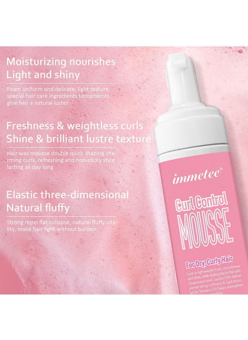 Immetee - Curl Hair Control Mousse,Non Sticky Moisturizing Nourishing Repairing Curl Hair Foam Mousse for Hair Styling Volumizing and Against Frizz Professional Design for Curl Hair 200ml - Image 1