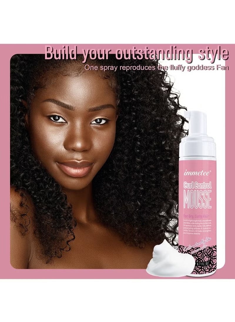 Immetee - Curl Hair Control Mousse,Non Sticky Moisturizing Nourishing Repairing Curl Hair Foam Mousse for Hair Styling Volumizing and Against Frizz Professional Design for Curl Hair 200ml - Image 1