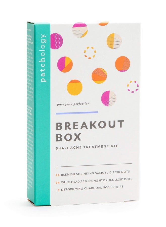 Patchology Patchology Breakout Box 3-in-1 Pimple & Acne Spots Treatment Patch Kit with 3 Nose Strips, 24 Salicylic Acid Dots, and 24 Hydrocolloid Dots - For Men and Women - Dark Spot Patches for Face  - Image 1