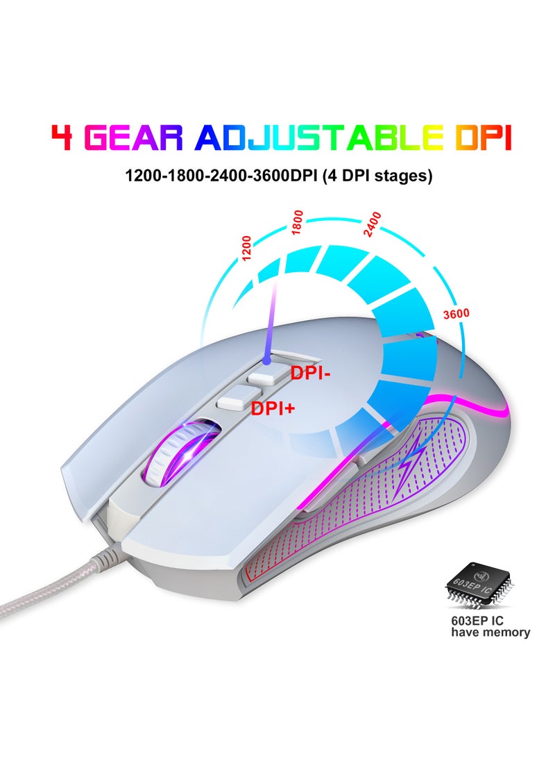 Rock Pow - Wired Gaming Keyboard and Mouse Combo Include Mini 60% Merchanical Feel Keyboard Ergonomic Design - Image 1
