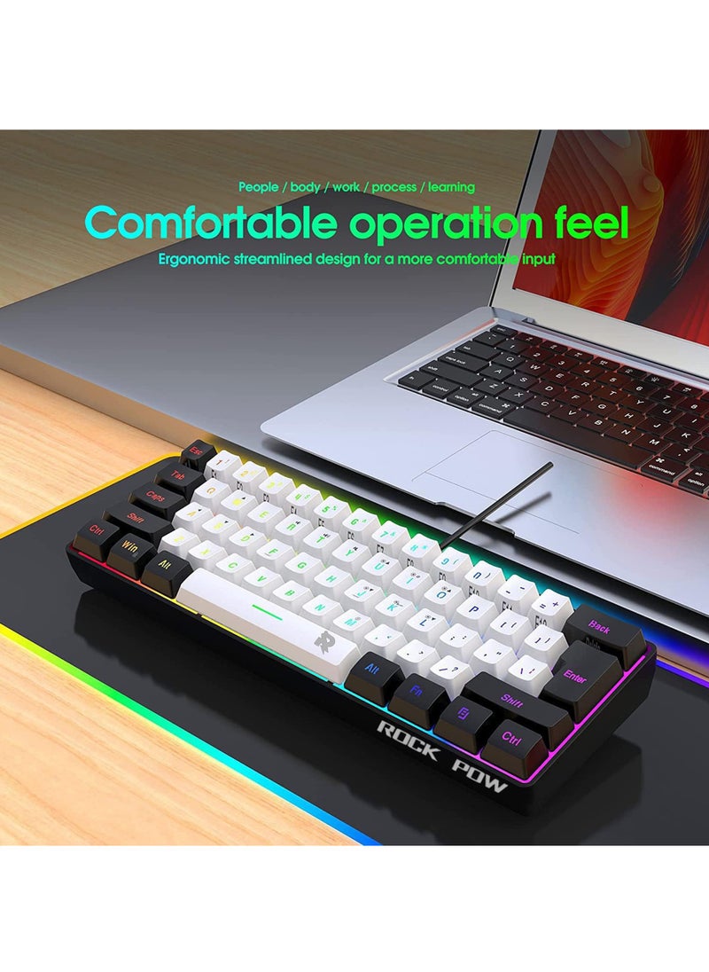 Rock Pow - Wired Gaming Keyboard and Mouse Combo Include Mini 60% Merchanical Feel Keyboard Ergonomic Design - Image 1