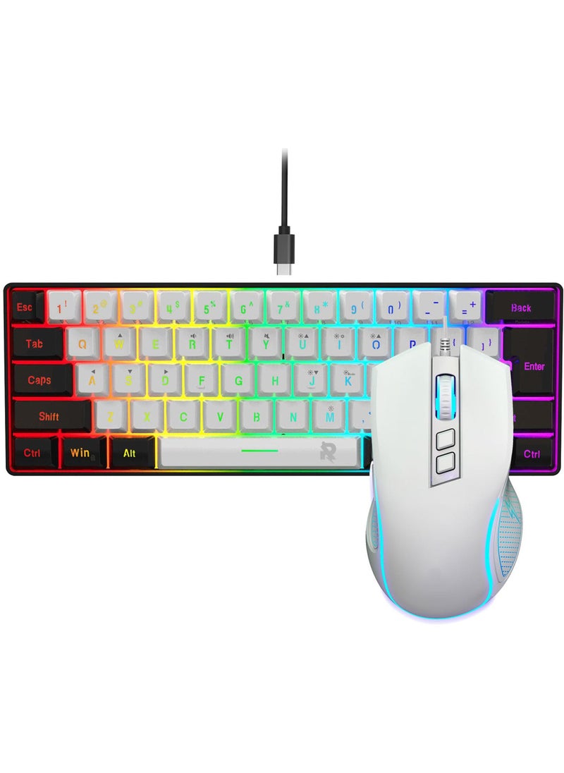 Rock Pow Wired Gaming Keyboard and Mouse Combo Include Mini 60% Merchanical Feel Keyboard Ergonomic Design - Image 1