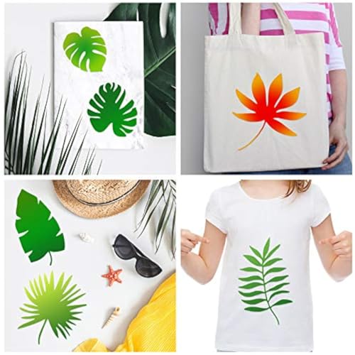Zonon 12 Pieces Tropical Fern Leaf Painting Stencils Large Reusable Palm Turtle Leaf Wall Stencil Flexible Botanical Leaves Template Set Crafts For Furniture Canvas Wood Plank (4 X 8 Inches) - Image 4
