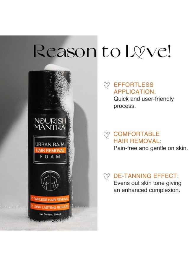 NOURISH MANTRA Urban Raja Hair Removal Foam/Made With Shea Butter, Glycerine, Sunflower Seed Oil/Painless Hair Removal/De-tanning Effect/Long Lasting Results - 200 Ml - Image 5