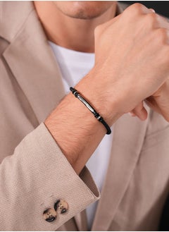 CERRUTI 1881 Tornillo BraceletTwo-Tone Black Nylon Design with Adjustable FitCasual Elegance for Men by Cerruti 1881  - Image 1