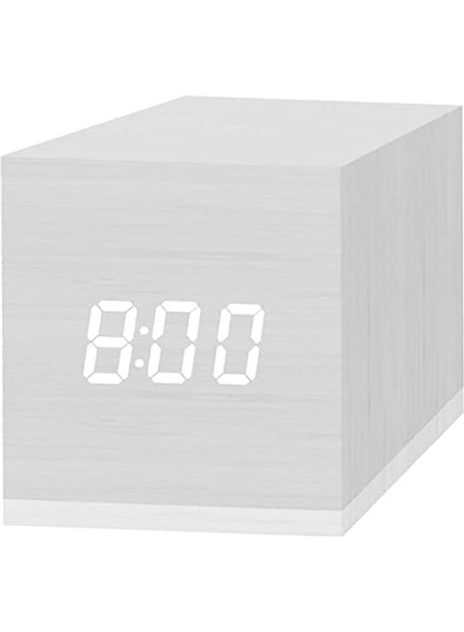 NIBEMINENT Digital Alarm Clock With Electronic LED Time Display White 6x6x6cm - Image 1