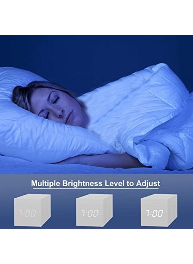 NIBEMINENT Digital Alarm Clock With Electronic LED Time Display White 6x6x6cm - Image 4