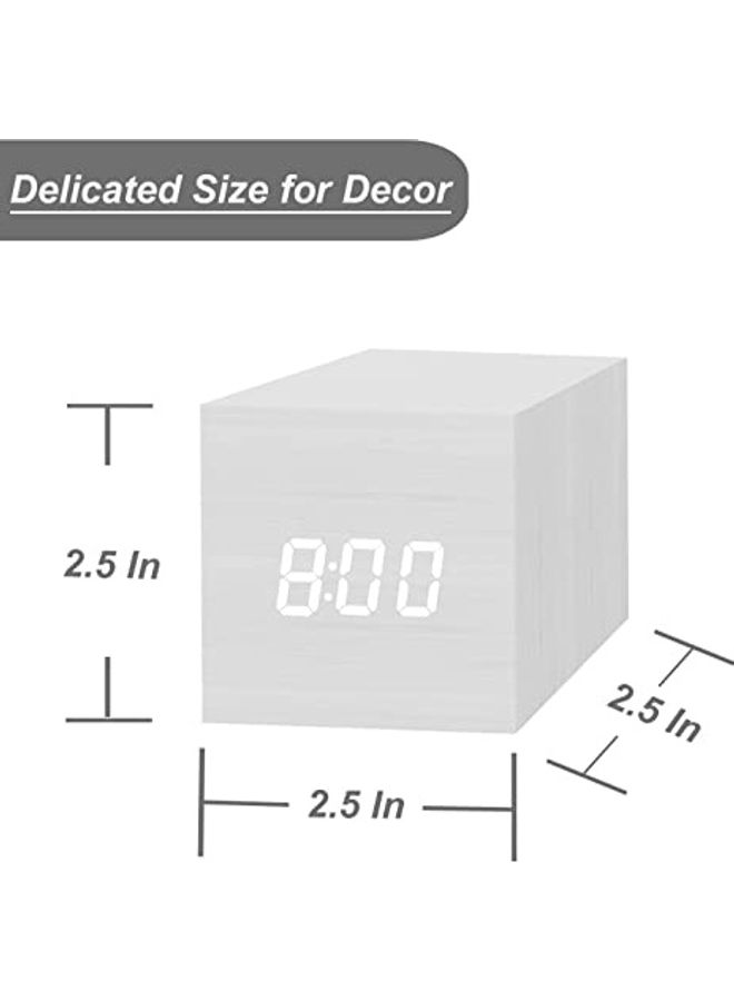 NIBEMINENT Digital Alarm Clock With Electronic LED Time Display White 6x6x6cm - Image 2
