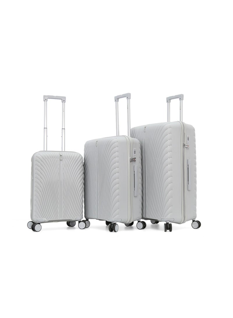 MELIFE Hardside Luggage Trolley Bag 3 Pieces Set,Grey (S-20",M-24",L-28") - Image 1