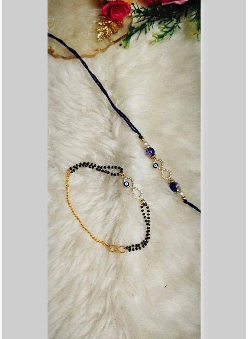 Rakshabandhan / Bhai bhabhi pair rakhi/ Premium Bhai Bhabhi Rakhi Combo Set / Designer Evil Eye Infinity Rakhi & Lumba Bracelet -Size 41