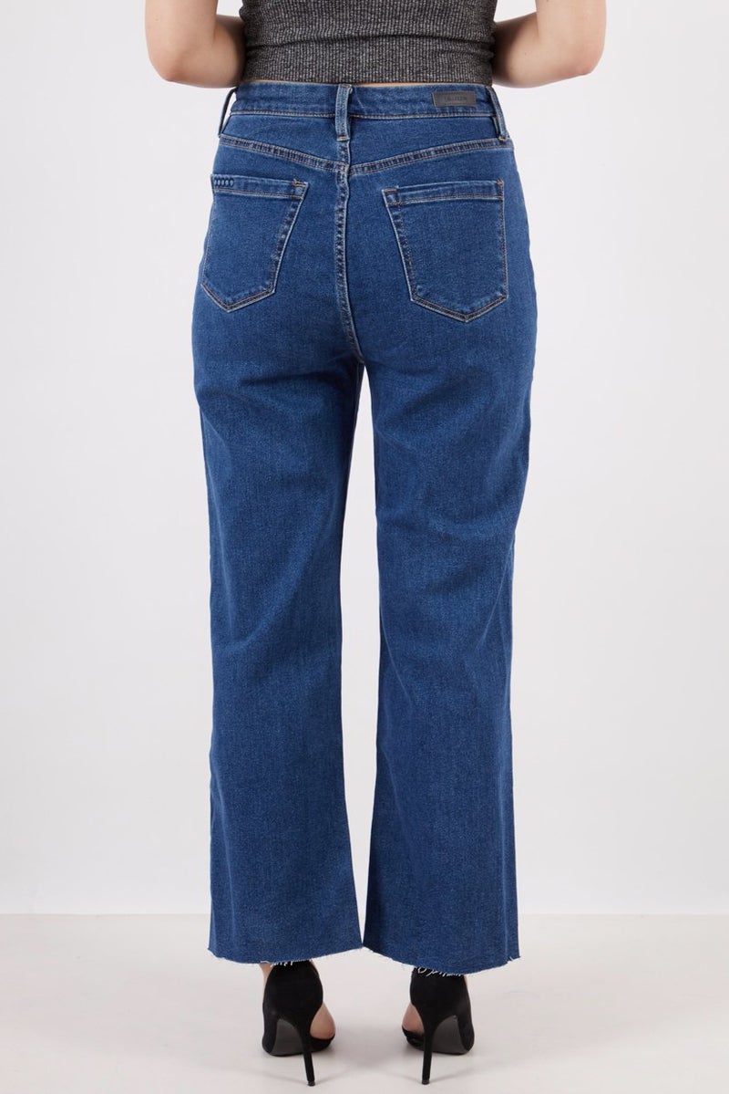 Blank NYC Women Straight Fit Dark Wash Stretchable Denim Jeans, Blue - Image 2
