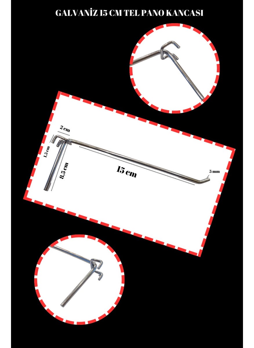 Manken İstanbul - Mannequin Istanbul 15 Cm - 25 Pieces Cnc Twist Durable Structure 15 cm Galvanized Wire Panel Hook - Image 1