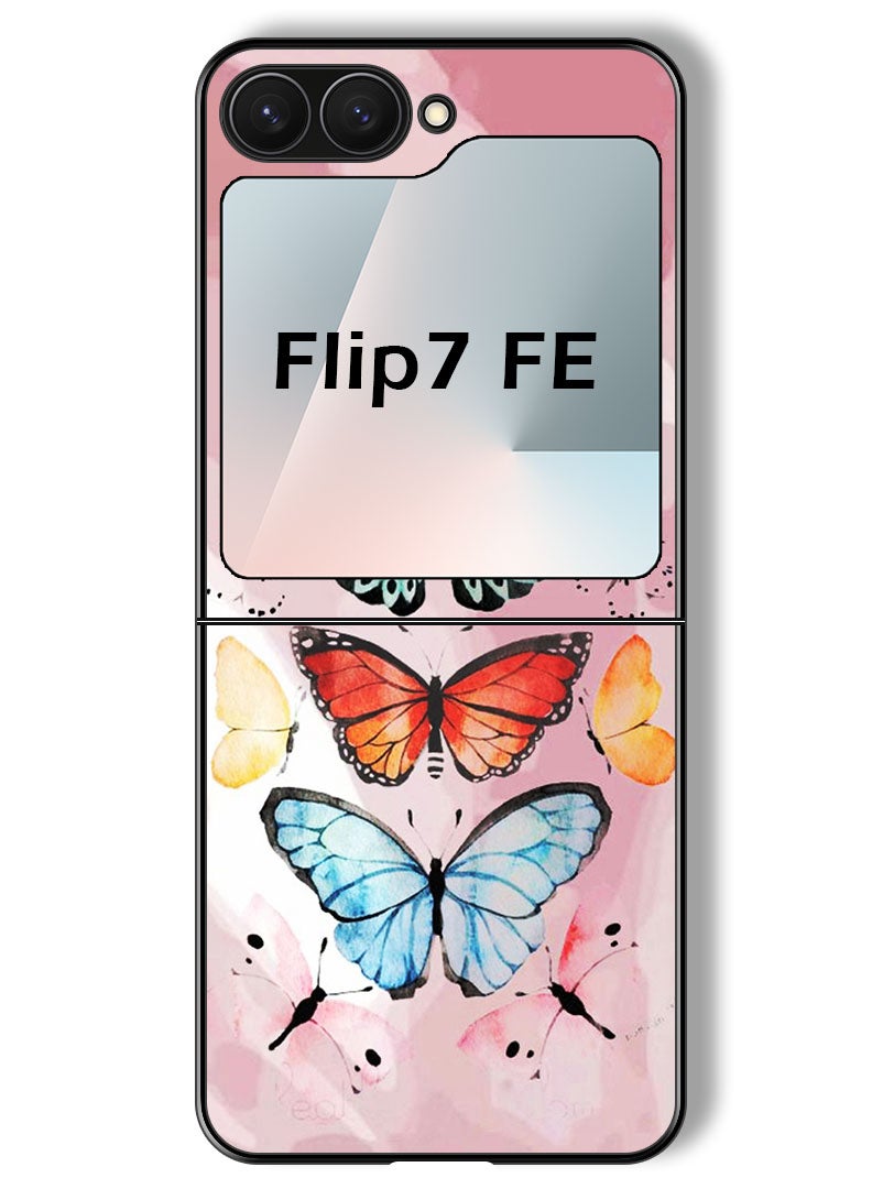 Theodor Case Compatible with Samsung Galaxy Z Flip 7 FE 6.7 Inch Protection Shockproof Bumper Cover Butterflies (2) - Image 1