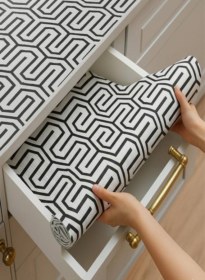 SUBETE Anti-Slip Waterproof Kitchen Drawer Liner | Non-Adhesive Shelf & Cabinet Mats | Anti-Skid Liner for Wardrobe, Cupboard, and Fridge | 45 cm x 300 cm (White Maze Pattern) - Image 1
